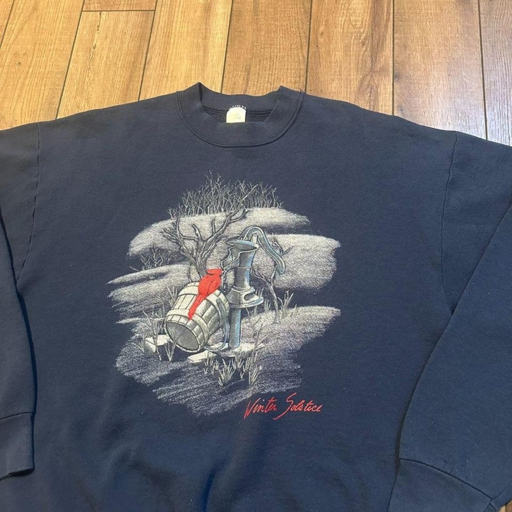Vintage Winter Solstice Cardinal Bird Crewneck‎ Sweatshirt Women's XL Grandma